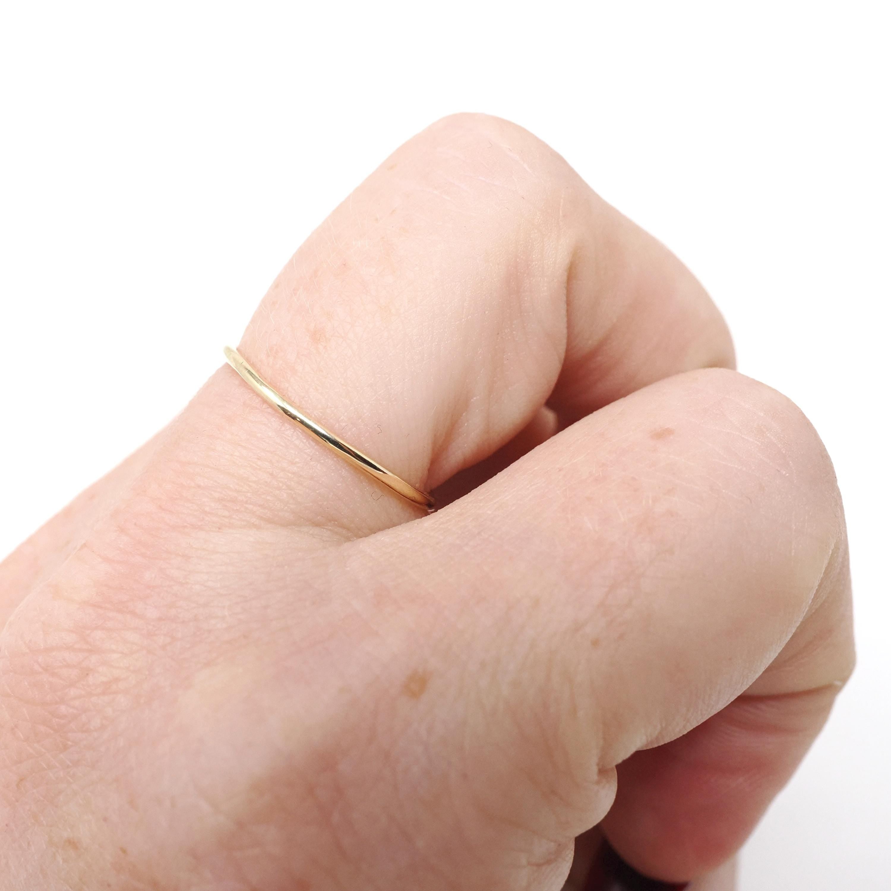 Upcycled Gold Band - Edwardian 14k Yellow Gold Stick Pin Conversion Ring - Circa 1910s Size 6 1/4 Minimalist Unisex 1 MM Dainty Fine Jewelry