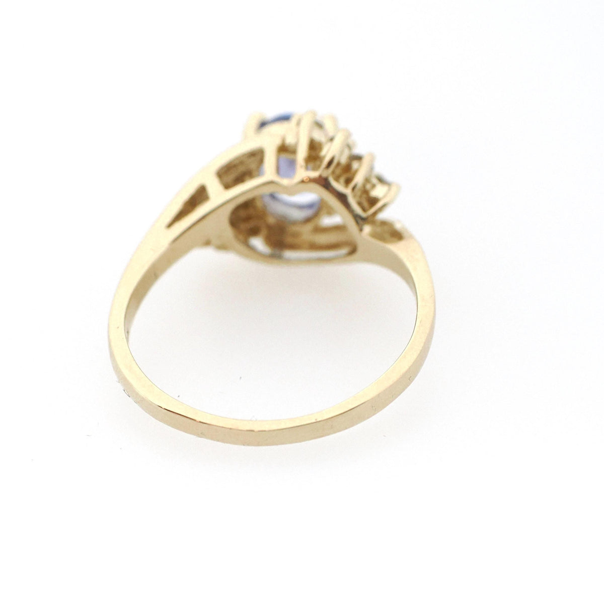 Tanzanite & Diamond Ring - Estate 14k Yellow Gold 2.71 CT Violet Gemstone Bypass - Contemporary Sz 6.25 Alternative Engagement Fine Jewelry