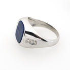 Vintage Lapis Lazuli Ring - Modernist 14k White Gold Flat Top Blue Gem Signet - Circa 1970s Size 10 Diamond Accented Fine Unisex Jewelry