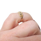 Antique Diamond Midi Ring - Edwardian 10k Yellow Gold Natural Gemstones - Circa Early 1900s Era Size 1 Pinky Children's Baby Fine Jewelry