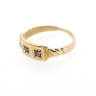 Antique Diamond Midi Ring - Edwardian 10k Yellow Gold Natural Gemstones - Circa Early 1900s Era Size 1 Pinky Children's Baby Fine Jewelry