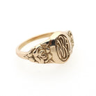 Antique "WKA" Signet Ring - Art Deco Era 10k Yellow Gold Engraved Initial Letters Unisex - Stamped 1923 Size 6 Floral Flower Fine Jewelry