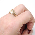 Antique "WKA" Signet Ring - Art Deco Era 10k Yellow Gold Engraved Initial Letters Unisex - Stamped 1923 Size 6 Floral Flower Fine Jewelry
