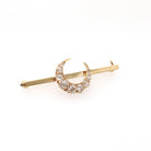 Diamond Crescent Moon Brooch - Edwardian 14k Yellow Gold Antique Cut Natural .70 CTW Pendant Bar Pin - Early 1900s Celestial Fine Jewelry