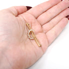 Diamond Crescent Moon Brooch - Edwardian 14k Yellow Gold Antique Cut Natural .70 CTW Pendant Bar Pin - Early 1900s Celestial Fine Jewelry