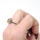 Created Yellow Sapphire Ring - Contemporary 10k White Gold Marquise Gemstone Created Spinels - Estate Circa 1990s Era Size 7 Fine Jewelry