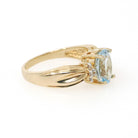 Aquamarine & Diamond Ring - Contemporary 14k Yellow Gold Oval Faceted 1.80 CT Blue Gem - Estate Circa 2000's Size 7 Fine Statement Jewelry
