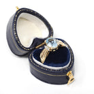 Aquamarine & Diamond Ring - Contemporary 14k Yellow Gold Oval Faceted 1.80 CT Blue Gem - Estate Circa 2000's Size 7 Fine Statement Jewelry