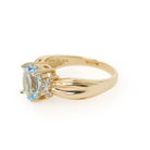 Aquamarine & Diamond Ring - Contemporary 14k Yellow Gold Oval Faceted 1.80 CT Blue Gem - Estate Circa 2000's Size 7 Fine Statement Jewelry