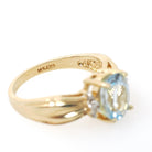 Aquamarine & Diamond Ring - Contemporary 14k Yellow Gold Oval Faceted 1.80 CT Blue Gem - Estate Circa 2000's Size 7 Fine Statement Jewelry