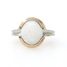 Vintage Opal Ring - Mid Century 10k Yellow Gold Natural Cabochon Gemstone Solitaire - Circa 1960s Size 7 3/4 October Birthstone Fine Jewelry