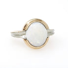 Vintage Opal Ring - Mid Century 10k Yellow Gold Natural Cabochon Gemstone Solitaire - Circa 1960s Size 7 3/4 October Birthstone Fine Jewelry