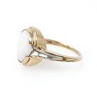 Vintage Opal Ring - Mid Century 10k Yellow Gold Natural Cabochon Gemstone Solitaire - Circa 1960s Size 7 3/4 October Birthstone Fine Jewelry