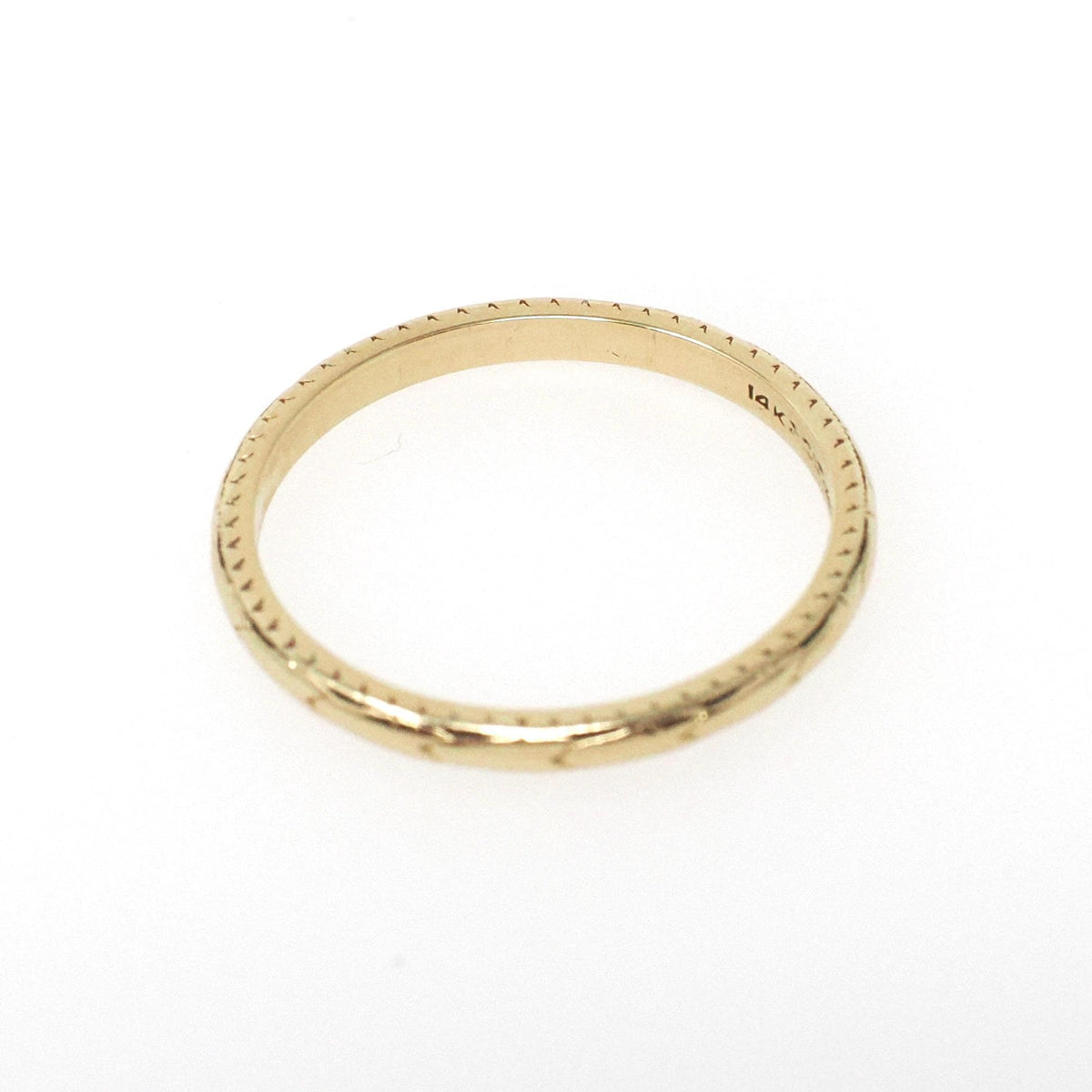 Vintage Eternity Band - Art Deco 14k Yellow Gold 2.0mm Orange Blossom Flower Ring - Circa 1930s Size 7 JR Wood Artcarved Fine Bridal Jewelry