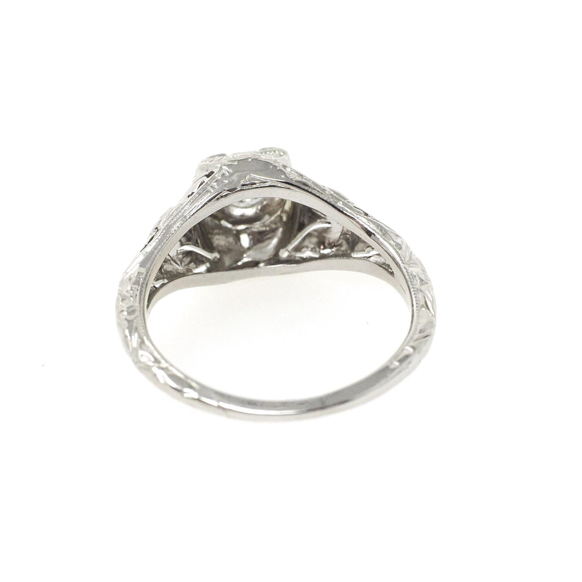 Art Deco Engagement Ring - Antique 18k White Gold Filigree 0.15 CT Old European Cut Diamond Solitaire - Circa 1920s Era Size 6 Fine Jewelry