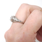 Art Deco Engagement Ring - Antique 18k White Gold Filigree 0.15 CT Old European Cut Diamond Solitaire - Circa 1920s Era Size 6 Fine Jewelry