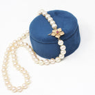 Pearl Strand Necklace - Estate 14k Yellow Gold Flower Clasp Ruby Accent 6 MM Freshwater Beads - Contemporary Era Choker Fine Jewelry