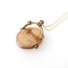 Antique Flip Pendant - Victorian 10K Rosy Yellow Gold Carved Shell Cameo Spinner Necklace - Dated July 8th 1885 Two Sided Statement Jewelry