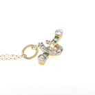 Edwardian Horseshoe Pendant - Antique 18k Yellow Gold & Platinum Emerald Diamond Charm - Circa 1910s Era Good Luck Equestrian Fine Jewelry