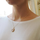 Vintage Cameo Necklace - Modernist 9k Yellow Gold Carved Shell Woman's Profile Pendant Charm - Circa Late 1960s Era Statement Fine Jewelry