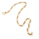 Figaro Chain Bracelet - Modern 14k Yellow Gold 3.0 MM Alternative Link Chain - Estate 1980s Era Bold Italian Spring Ring Clasp Fine Jewelry