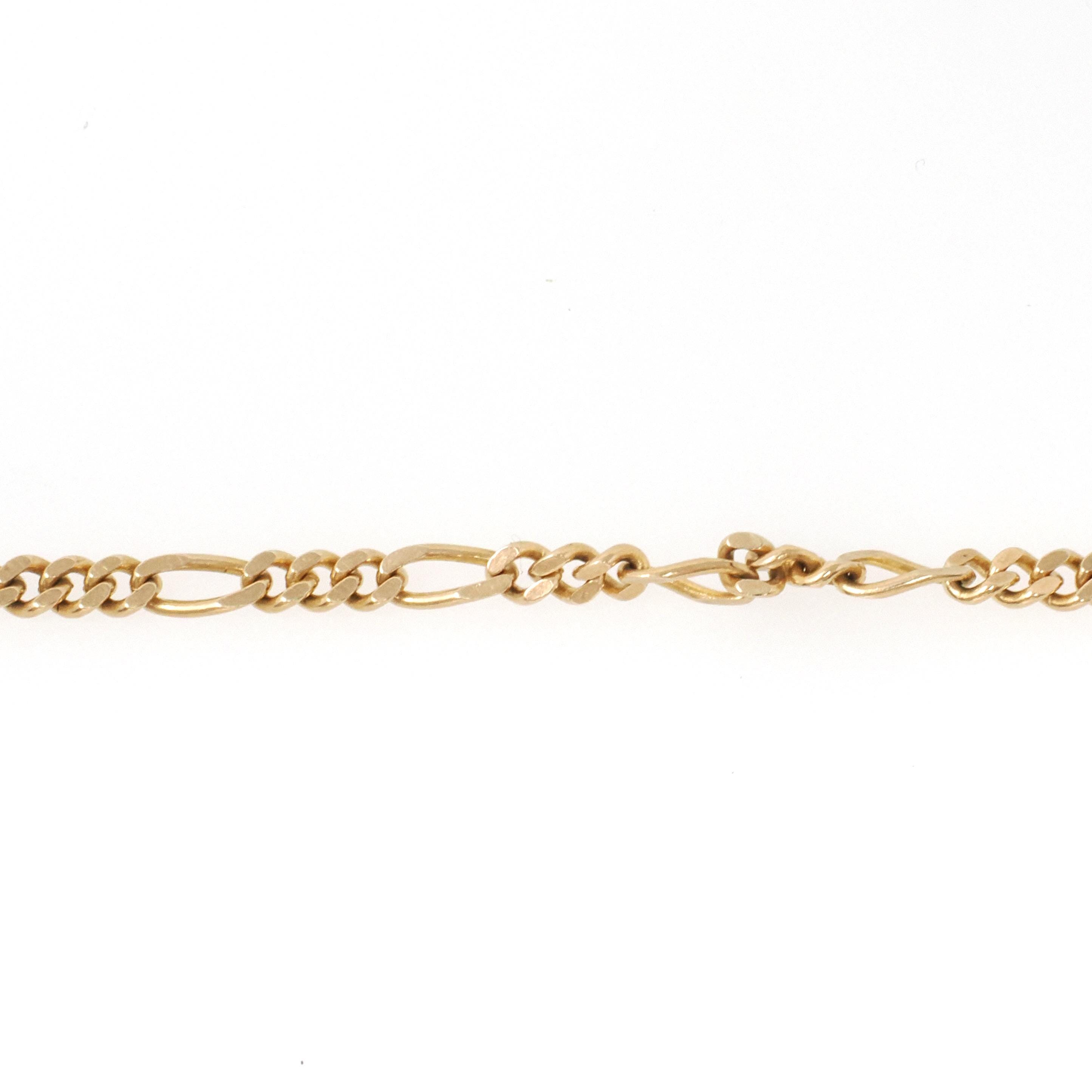 Figaro Chain Bracelet - Modern 14k Yellow Gold 3.0 MM Alternative Link Chain - Estate 1980s Era Bold Italian Spring Ring Clasp Fine Jewelry