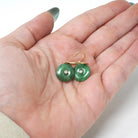 Vintage Jadeite Earrings - Modernist 14k Yellow Gold Round Disc Green Gem Lever Back - Circa 1970s Pierced Ears Diamond Accent Fine Jewelry