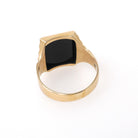 Letter "B" Ring - Mid Century 10k Yellow Gold Black Onyx Old English Initial - Vintage Circa 1950s Era Size 10 1/4 Statement Fine Jewelry