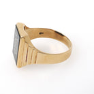 Letter "B" Ring - Mid Century 10k Yellow Gold Black Onyx Old English Initial - Vintage Circa 1950s Era Size 10 1/4 Statement Fine Jewelry