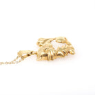 Vintage Cat Charm - Mid Century 14k Yellow Gold Figural Feline Pendant Necklace - Circa 1960s Mother Of Pearl Belly Pet Animal Fine Jewelry