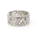 Diamond Eternity Band - Vintage Platinum .55 CTW Open Metal Filigree Continuous Ring - Mid Century Circa 1950s Size 5 Fine Bridal Jewelry
