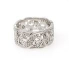 Diamond Eternity Band - Vintage Platinum .55 CTW Open Metal Filigree Continuous Ring - Mid Century Circa 1950s Size 5 Fine Bridal Jewelry