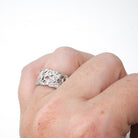 Diamond Eternity Band - Vintage Platinum .55 CTW Open Metal Filigree Continuous Ring - Mid Century Circa 1950s Size 5 Fine Bridal Jewelry
