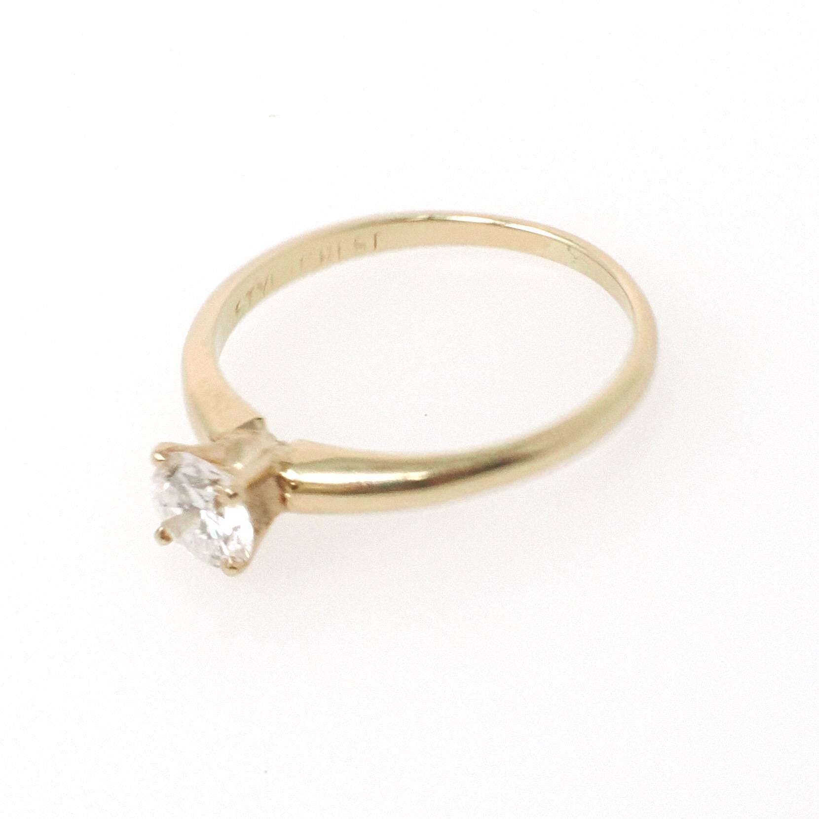 Vintage Diamond Ring - Mid Century 14k Yellow Gold Natural Gem Solitaire Engagement - Circa 1960s Era Size 5.5 Fine Bridal Jewelry