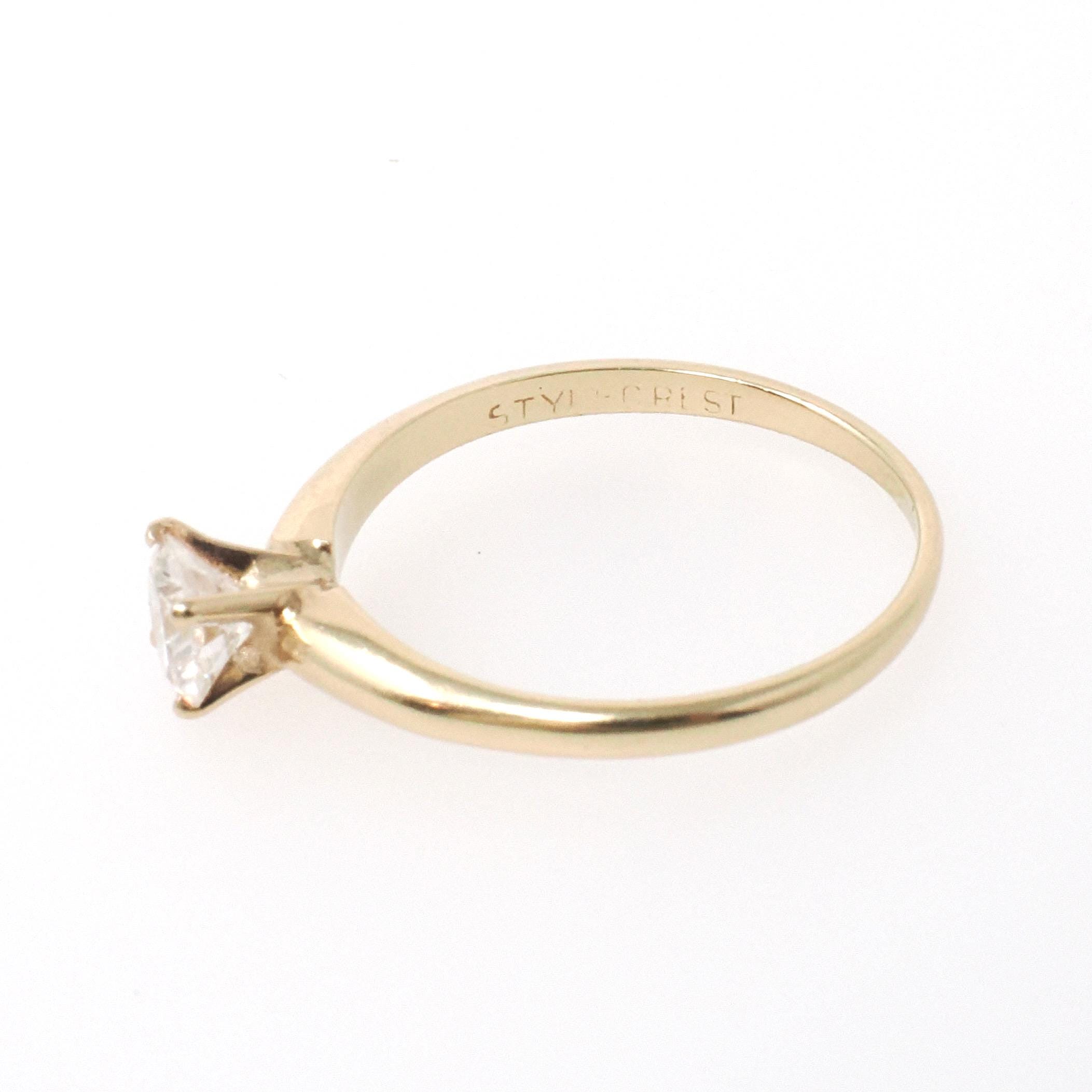 Vintage Diamond Ring - Mid Century 14k Yellow Gold Natural Gem Solitaire Engagement - Circa 1960s Era Size 5.5 Fine Bridal Jewelry