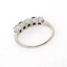 Sapphire & Diamond Band - Contemporary 14k White Gold Natural Five Gemstone Ring - Estate Circa 2000s Era Size 6 Fine Stacking Jewelry