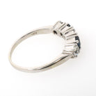 Sapphire & Diamond Band - Contemporary 14k White Gold Natural Five Gemstone Ring - Estate Circa 2000s Era Size 6 Fine Stacking Jewelry
