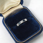 Sapphire & Diamond Band - Contemporary 14k White Gold Natural Five Gemstone Ring - Estate Circa 2000s Era Size 6 Fine Stacking Jewelry
