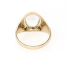 Vintage Glass Ring - Modernist 10k Yellow Gold Clear Pale Blue Oval Cut Faceted Stone - Circa Late 1960s Size 5 3/4 Fine Statement Jewelry