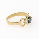Sapphire & Diamond Ring - Modern Era 18k Yellow Gold Natural Blue Corundum Three Stone Engagement - Estate Size 6 3/4 Fine Bridal Jewelry