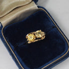Vintage Toi Et Moi Ring - Mid Century 10k Yellow Gold Two Created Yellow Sapphire Gemstone Bypass - Circa 1960s Era Size 6 1/4 Fine Jewelry