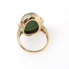 Nephrite Jade Ring - Retro 10k Yellow Gold Natural Cabochon Cut 9.50 CT Dark Green Gem - Vintage Circa 1940s Era Size 5 3/4 Fine 40s Jewelry