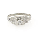 Art Deco Diamond Ring - Vintage 14k White Gold .09 CTW Star Incised Dainty Engagement - Circa 1930s Size 5 1/4 Fine Classic Bridal Jewelry