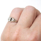 Art Deco Diamond Ring - Vintage 14k White Gold .09 CTW Star Incised Dainty Engagement - Circa 1930s Size 5 1/4 Fine Classic Bridal Jewelry