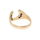 Vintage Horseshoe Ring - Modernist 14k Yellow Gold .06 CTW Natural Diamonds Equestrian Statement Band - Circa 1970s Size 7 1/4 Fine Jewelry