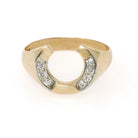 Vintage Horseshoe Ring - Modernist 14k Yellow Gold .06 CTW Natural Diamonds Equestrian Statement Band - Circa 1970s Size 7 1/4 Fine Jewelry