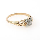Vintage Diamond Ring - Mid Century 14k Yellow Gold & Platinum .06 CT Natural Two Tone Solitaire - Circa 1950s Era Size 6 3/4 Fine Jewelry