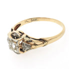 Vintage Diamond Ring - Mid Century 14k Yellow & White Gold .07 CTW Natural Two Tone Engagement - Circa 1950s Era Size 6 3/4 Fine Jewelry
