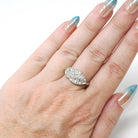 Vintage Princess Ring - Mid Century 14k White Gold Natural .18 CTW Diamonds - Circa 1950s Era Size 7 1/4 Curved Bypass Fine Fashion Jewelry