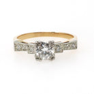 Vintage Diamond Ring - Mid Century 14k Yellow Gold & Platinum .46 CTW Natural Two Tone Engagement - Circa 1950s Era Size 6 1/4 Fine Jewelry